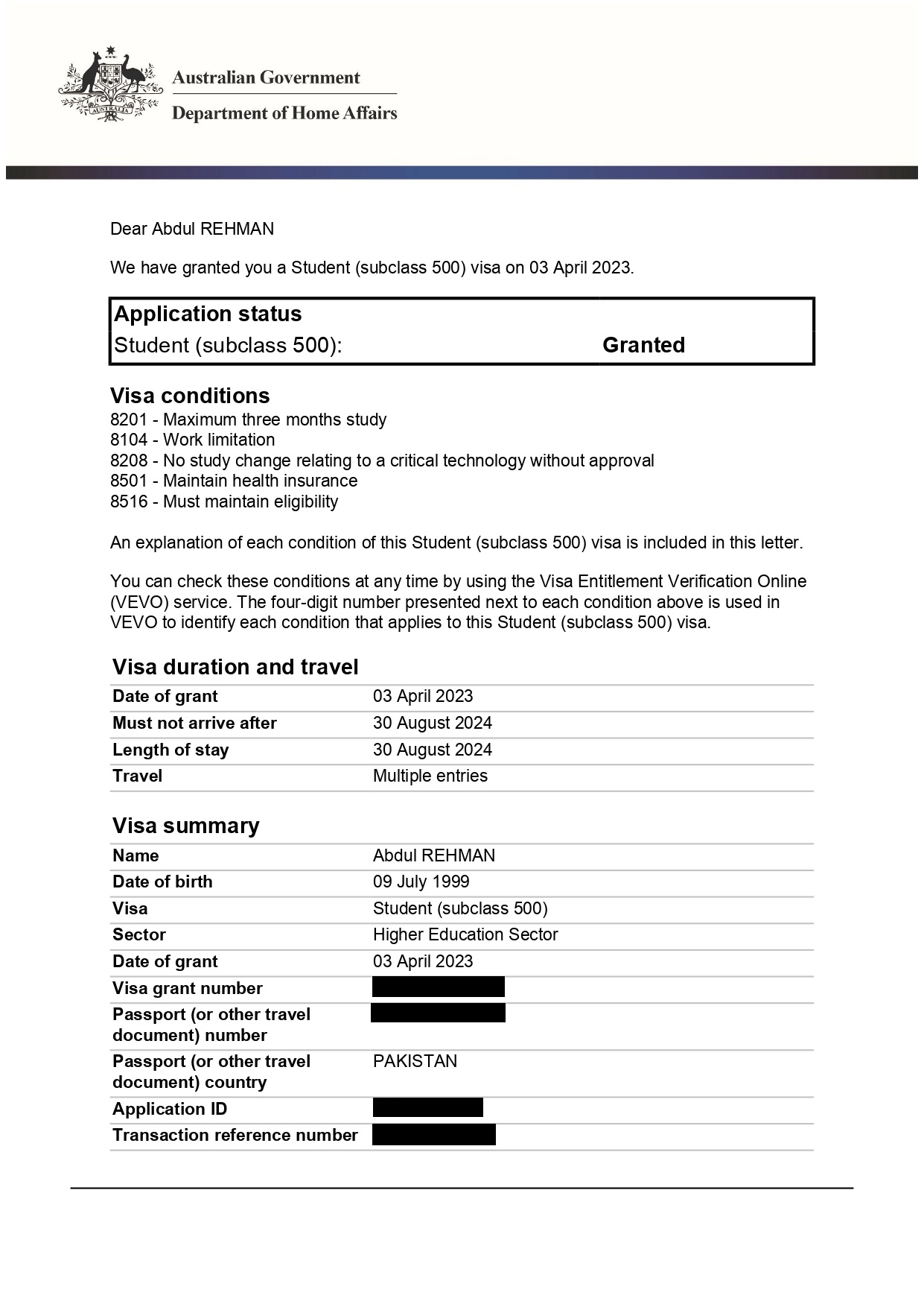 Success Story - Student Spouse Visa - Abdul Rehman